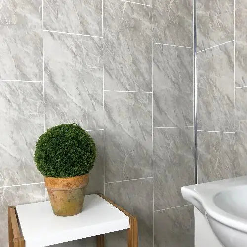 Grey Cutline 250mm x 2700mm x 8mm PVC Wet Wall Panels (Pack of 4 Panels)