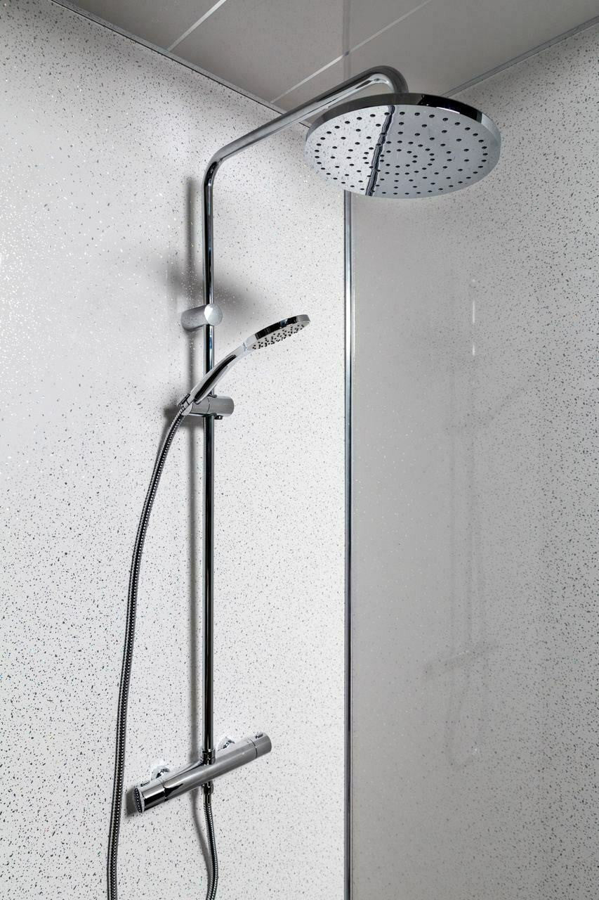 White Sparkle Marble 250mm x 2700mm x 8mm PVC Wet Wall Panels (Pack of 4 Panels)
