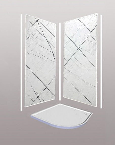 Laurent White 2 sided Wet Wall Panels Kit 1m x 2.4m x 10mm