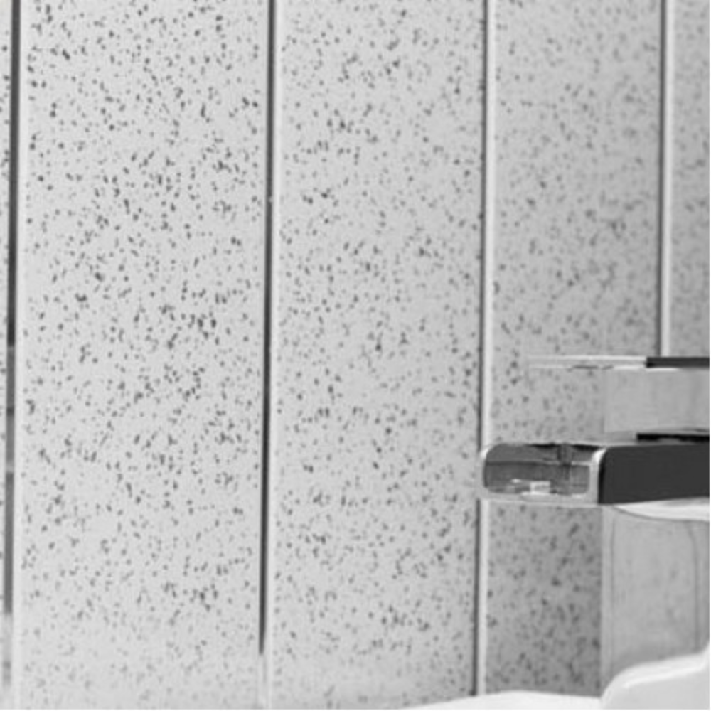 White Sparkle Silver 2 Strip 5MM Wall Panels,250MM X 2.7M Long