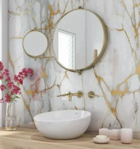 White Gold Marble 2 sided Wet Wall Panels Kit