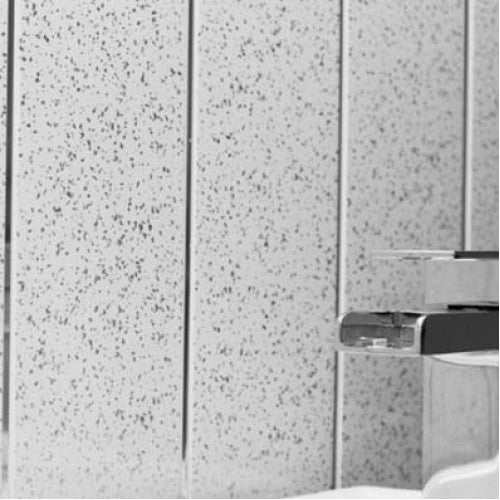 White Sparkle Silver 2 Strips 5MM Wall Panels, 250MM X 2.7M Long PVC Panel