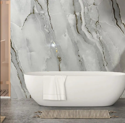 Gold Grey Marble Shower Panels 1m x 2.4m PVC Panels