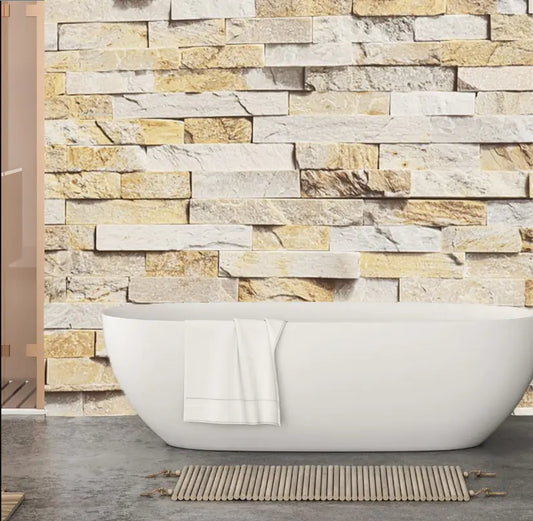 3D Beige Brick Gloss PVC Wall Panels 1m x 2.4m x 10mm