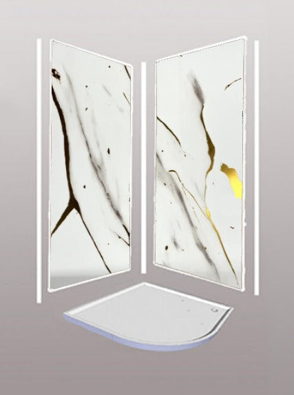 White Gold Marble 2 sided Wet Wall Panels Kit