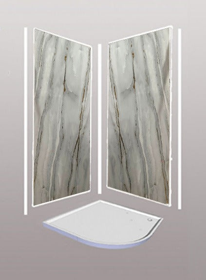 Gold Grey Marble 2 sided Wet Wall Panels Kit