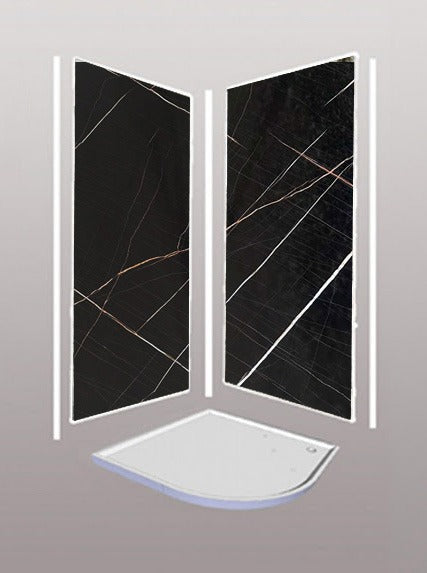 Laurent Black 2 sided Wet Wall Panels Kit 1m x 2.4m x 10mm