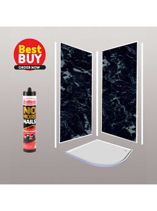 Black Marble 2 sided Wet Wall Panels Kit