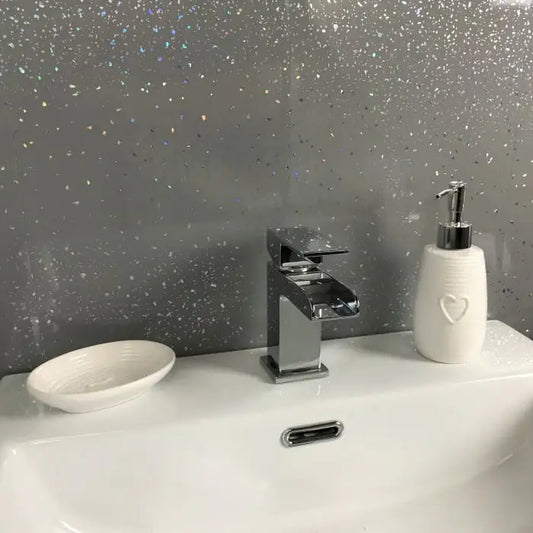 Grey Sparkle 1.2M Bathroom Panels, 2.4M Long Wet Wall Panels