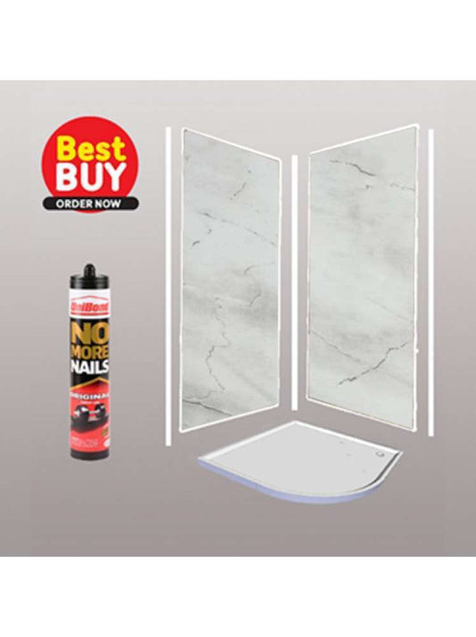 Light Grey Marble 2 sided Wet Wall Panels Kit
