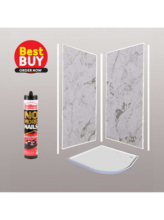 White Marble 2 sided Wet Wall Panels Kit