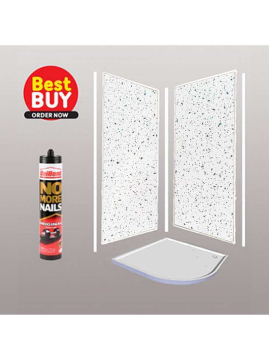 White Sparkle 2 sided Wet Wall Panels Kit